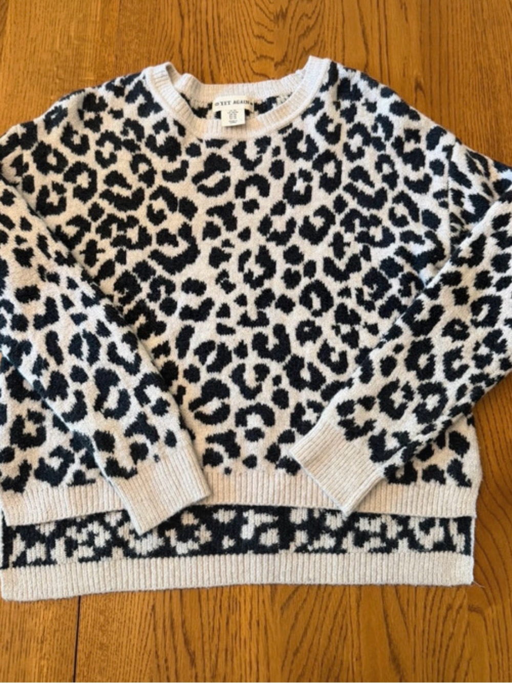 Soft Leopard Crewneck Sweater - Cream/Black